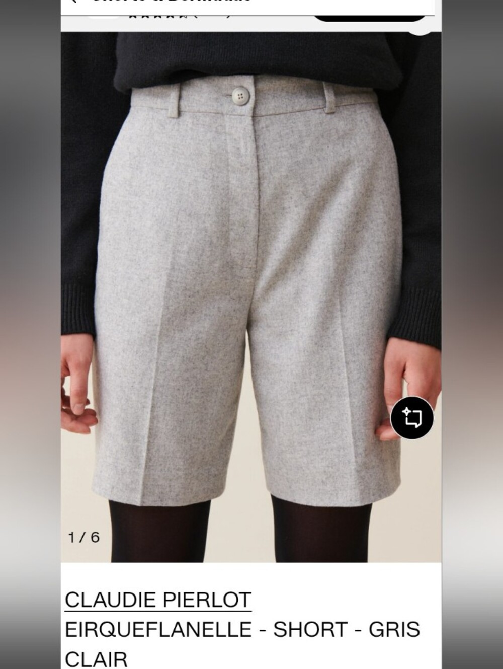 Claudie Pierlot Eirqueflanelle Gray Wool Blend Bermuda Shorts LN - EU 40 US 8
